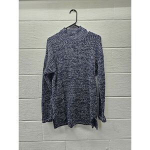 Gap Women's Turtleneck Chunky Marled Sweater Tunic Small Blue